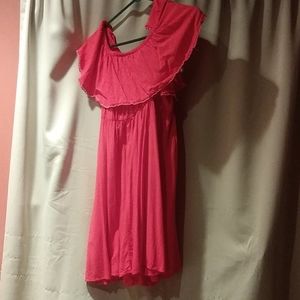 Red off the shoulder dress